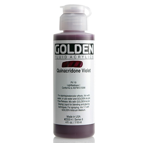 Golden, Fluid Acrylic, Paint, 4oz, Quinacridone Violet